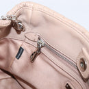 Miu Miu Hand Bag Leather 2way Beige Silver Auth 206656-24
