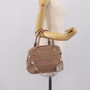 Miu Miu Hand Bag Leather 2way Beige Silver Auth 206656-27