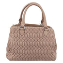 Miu Miu Hand Bag Leather 2way Beige Silver Auth 206656-2