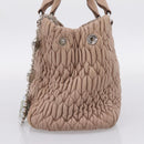 Miu Miu Hand Bag Leather 2way Beige Silver Auth 206656-4