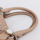 Miu Miu Hand Bag Leather 2way Beige Silver Auth 206656-14