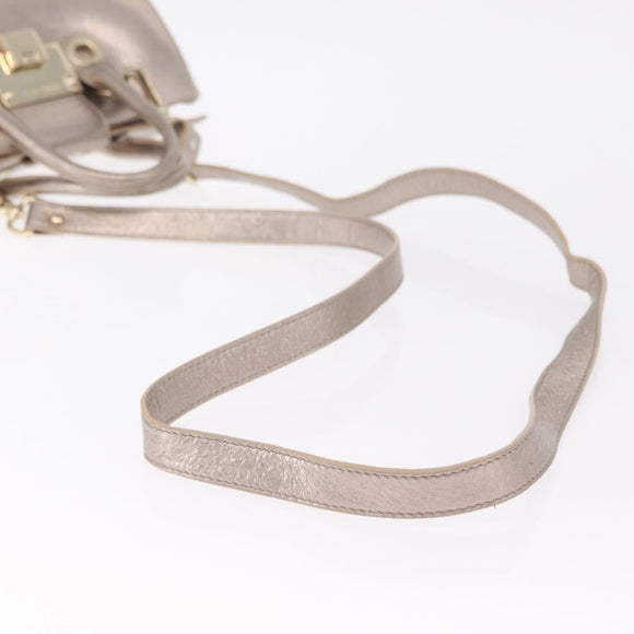 Jimmy Choo Hand Bag Leather 2way Gold Auth 206658