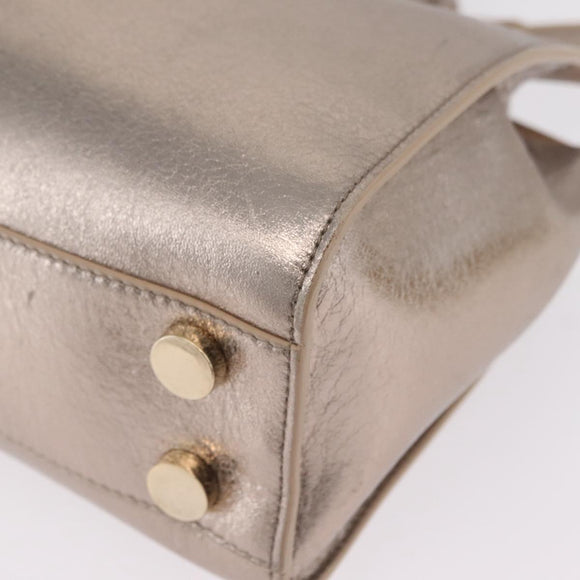 Jimmy Choo Hand Bag Leather 2way Gold Auth 206658