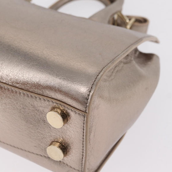 Jimmy Choo Hand Bag Leather 2way Gold Auth 206658
