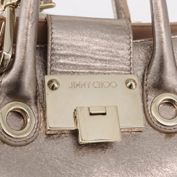 Jimmy Choo Hand Bag Leather 2way Gold Auth 206658