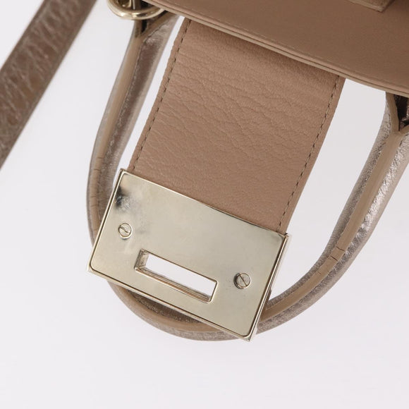 Jimmy Choo Hand Bag Leather 2way Gold Auth 206658