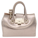 Jimmy Choo Hand Bag Leather 2way Gold Auth 206658-2