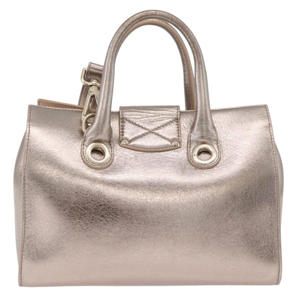 Jimmy Choo Hand Bag Leather 2way Gold Auth 206658