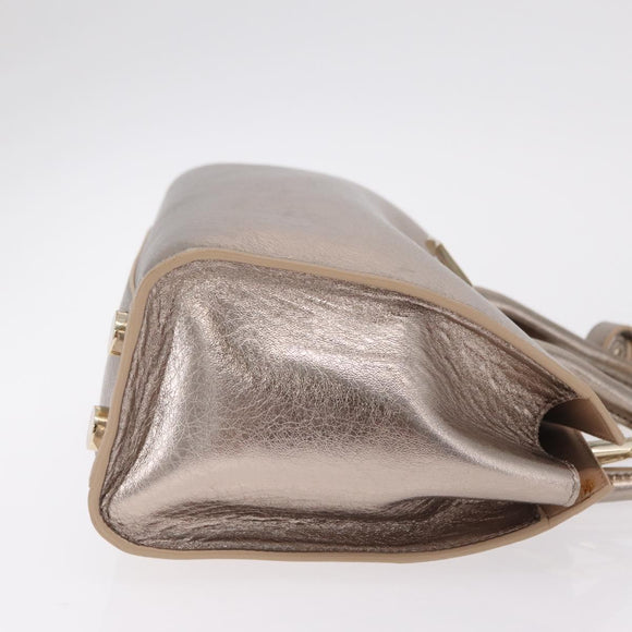 Jimmy Choo Hand Bag Leather 2way Gold Auth 206658