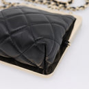 CHANEL Chain Pouch Lamb Skin Black Gold Tone CC Auth 206662SAV-9