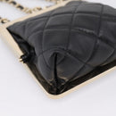 CHANEL Chain Pouch Lamb Skin Black Gold Tone CC Auth 206662SAV-14