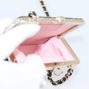 CHANEL Chain Pouch Lamb Skin Black Gold Tone CC Auth 206662SAV-18
