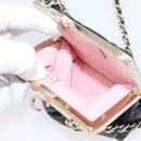 CHANEL Chain Pouch Lamb Skin Black Gold Tone CC Auth 206662SAV-19
