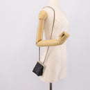 CHANEL Chain Pouch Lamb Skin Black Gold Tone CC Auth 206662SAV-20