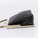 CHANEL Chain Pouch Lamb Skin Black Gold Tone CC Auth 206662SAV-3