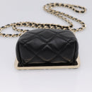 CHANEL Chain Pouch Lamb Skin Black Gold Tone CC Auth 206662SAV-5