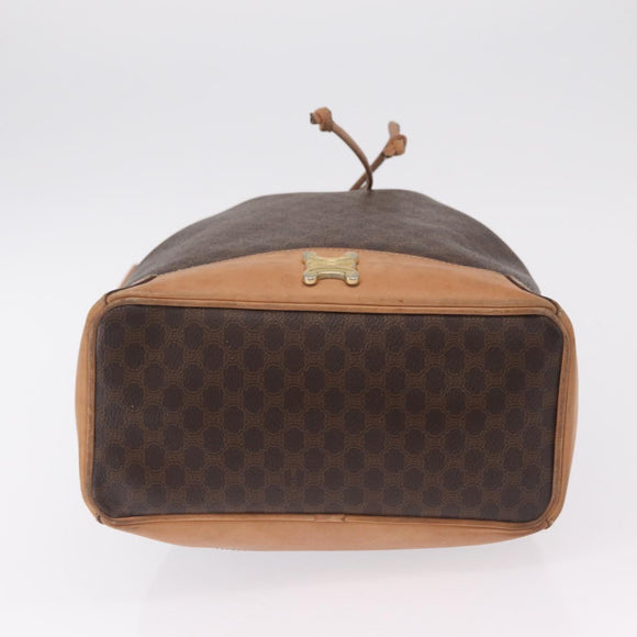 CELINE Macadam Shoulder Bag PVC Brown Gold Tone Auth 206663