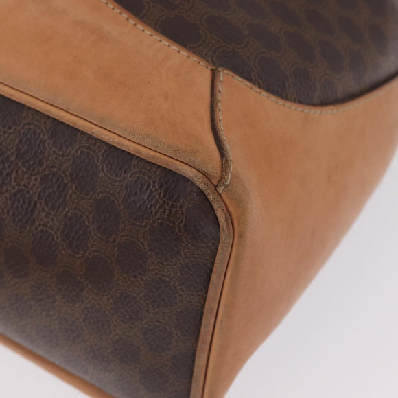 CELINE Macadam Shoulder Bag PVC Brown Gold Tone Auth 206663