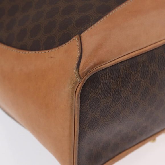 CELINE Macadam Shoulder Bag PVC Brown Gold Tone Auth 206663