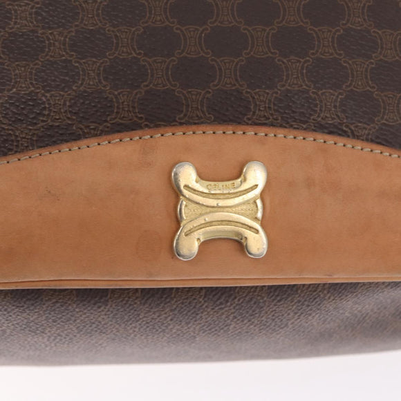 CELINE Macadam Shoulder Bag PVC Brown Gold Tone Auth 206663