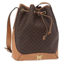 CELINE Macadam Shoulder Bag PVC Brown Gold Tone Auth 206663-1