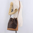 CELINE Macadam Shoulder Bag PVC Brown Gold Tone Auth 206663-29