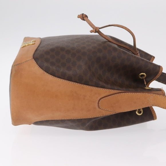 CELINE Macadam Shoulder Bag PVC Brown Gold Tone Auth 206663