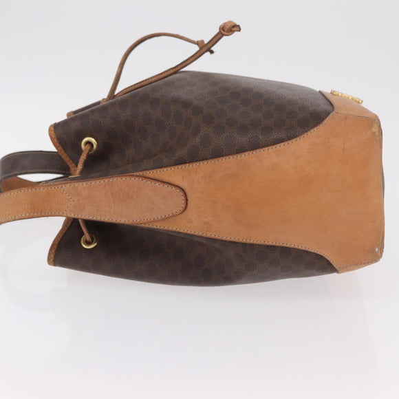 CELINE Macadam Shoulder Bag PVC Brown Gold Tone Auth 206663