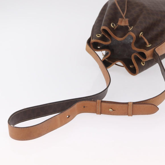 CELINE Macadam Shoulder Bag PVC Brown Gold Tone Auth 206663