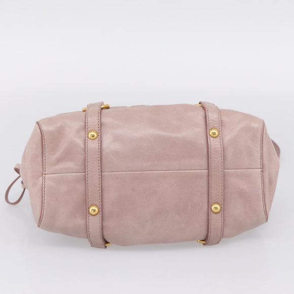 Miu Miu Vitellolux Hand Bag Leather 2way Pink Gold Tone Auth 206664V