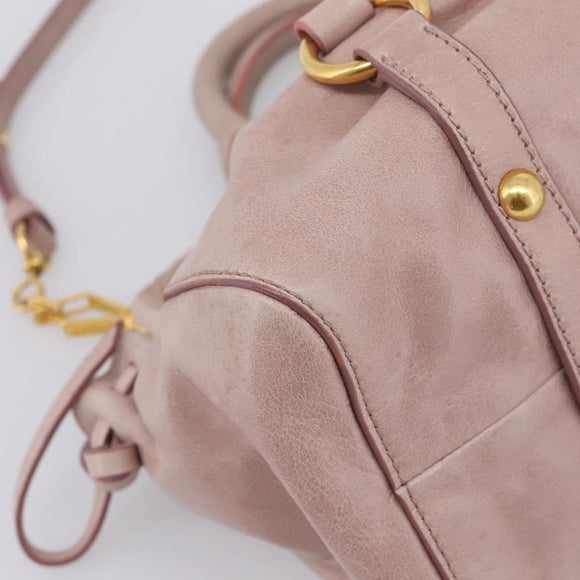 Miu Miu Vitellolux Hand Bag Leather 2way Pink Gold Tone Auth 206664V