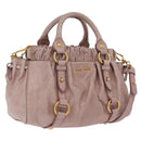 Miu Miu Vitellolux Hand Bag Leather 2way Pink Gold Tone Auth 206664V-1