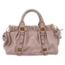 Miu Miu Vitellolux Hand Bag Leather 2way Pink Gold Tone Auth 206664V-2