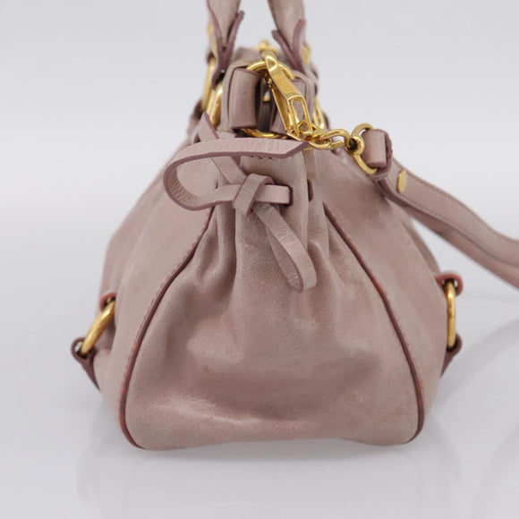 Miu Miu Vitellolux Hand Bag Leather 2way Pink Gold Tone Auth 206664V