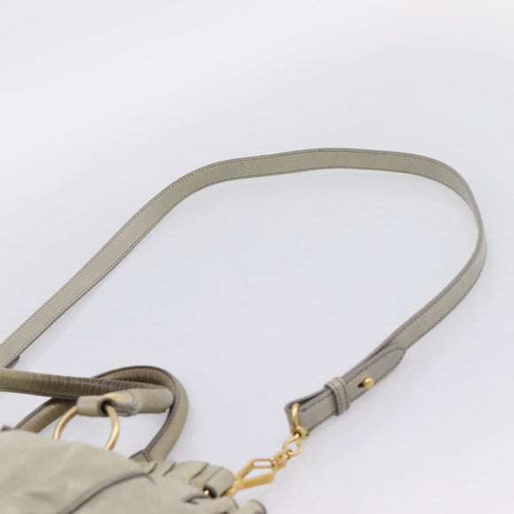 Miu Miu Vitellolux Hand Bag Leather 2way Khaki Gold Tone Auth 206665A