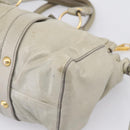 Miu Miu Vitellolux Hand Bag Leather 2way Khaki Gold Tone Auth 206665A-15