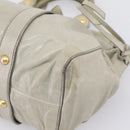 Miu Miu Vitellolux Hand Bag Leather 2way Khaki Gold Tone Auth 206665A-17