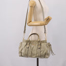 Miu Miu Vitellolux Hand Bag Leather 2way Khaki Gold Tone Auth 206665A-24