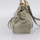 Miu Miu Vitellolux Hand Bag Leather 2way Khaki Gold Tone Auth 206665A-3