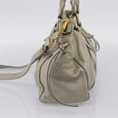 Miu Miu Vitellolux Hand Bag Leather 2way Khaki Gold Tone Auth 206665A-4