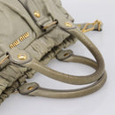 Miu Miu Vitellolux Hand Bag Leather 2way Khaki Gold Tone Auth 206665A-7