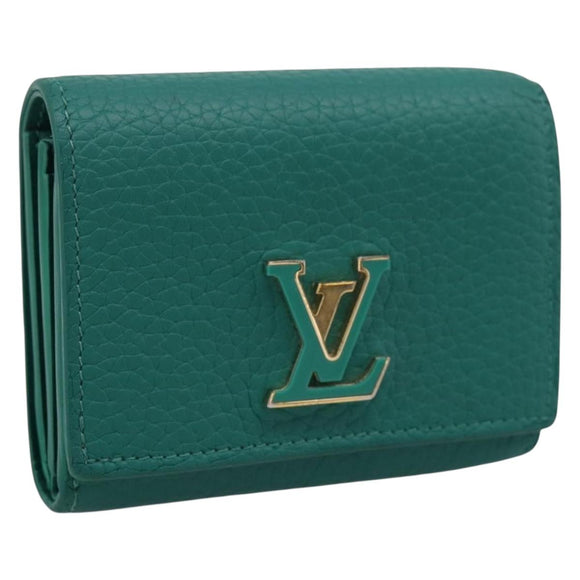 LOUIS VUITTON Portefeuille Capsine Wallet Leather Green M12407 LV Auth 206669V