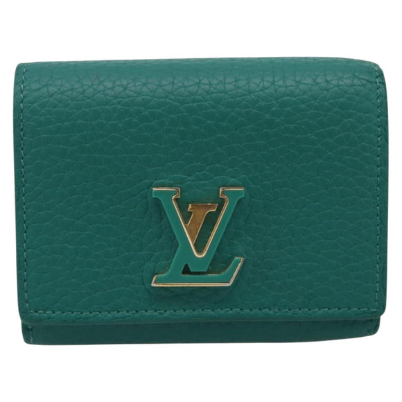 LOUIS VUITTON Portefeuille Capsine Wallet Leather Green M12407 LV Auth 206669V
