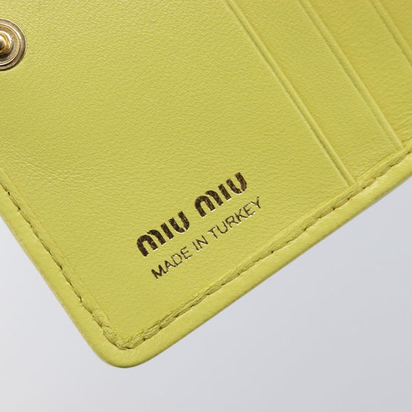 Miu Miu Matelasse Wallet Leather Yellow Gold Tone Auth 206670M