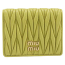 Miu Miu Matelasse Wallet Leather Yellow Gold Tone Auth 206670M-13