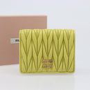 Miu Miu Matelasse Wallet Leather Yellow Gold Tone Auth 206670M-12