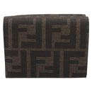 FENDI Zucca Trifold Wallet PVC Brown Red 8M0480 Auth 206672M-2