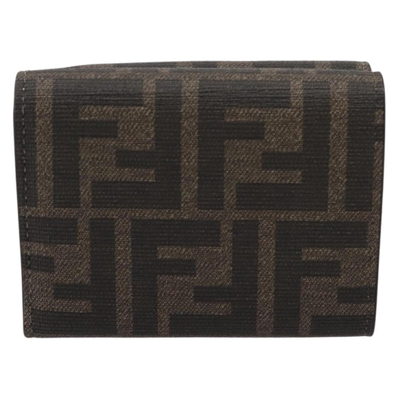 FENDI Zucca Trifold Wallet PVC Brown Red 8M0480 Auth 206672M