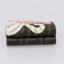 FENDI Zucca Trifold Wallet PVC Brown Red 8M0480 Auth 206672M-5