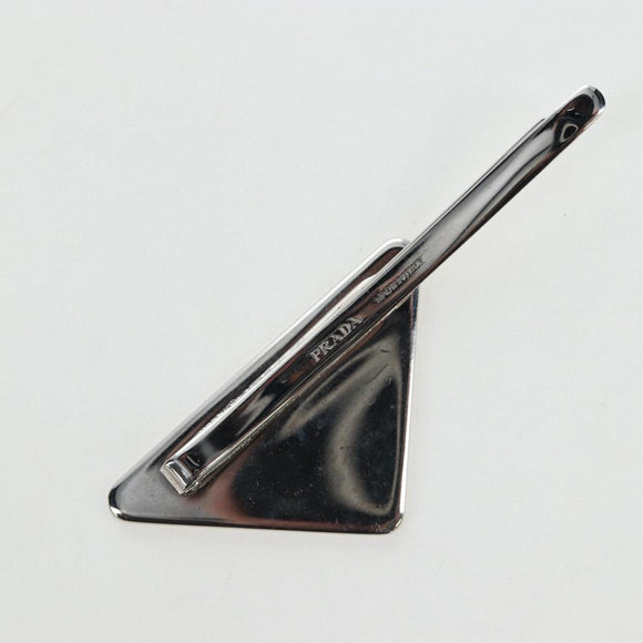 PRADA Hairpins 2 Sets Hair Clip Metal Silver Blue Auth 206677M